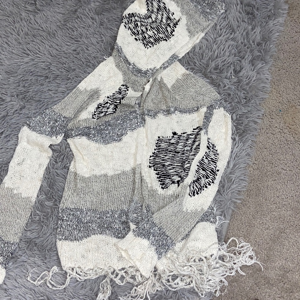 Cardigan with a hood! Perfect for cool weather.